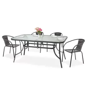 Lerkules 4+1 Gartenmöbel-Set mit Metallgestell
